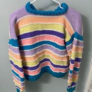 Hand Knot Colorful Striped Women's Sweater